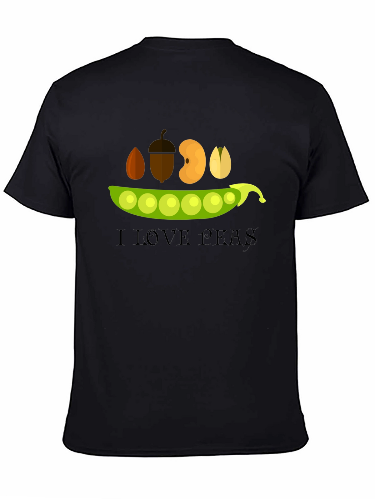 I Love Peas Black T-Shirt