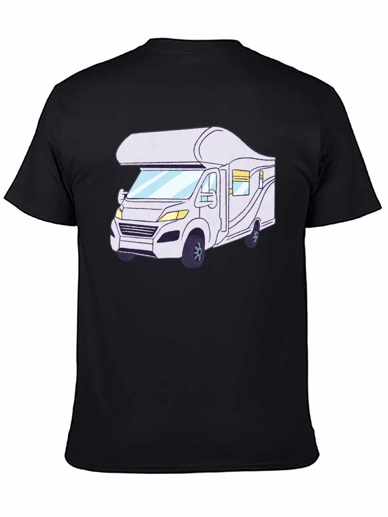 RV Cartoon Graphic Tee - Black Cotton Comfort