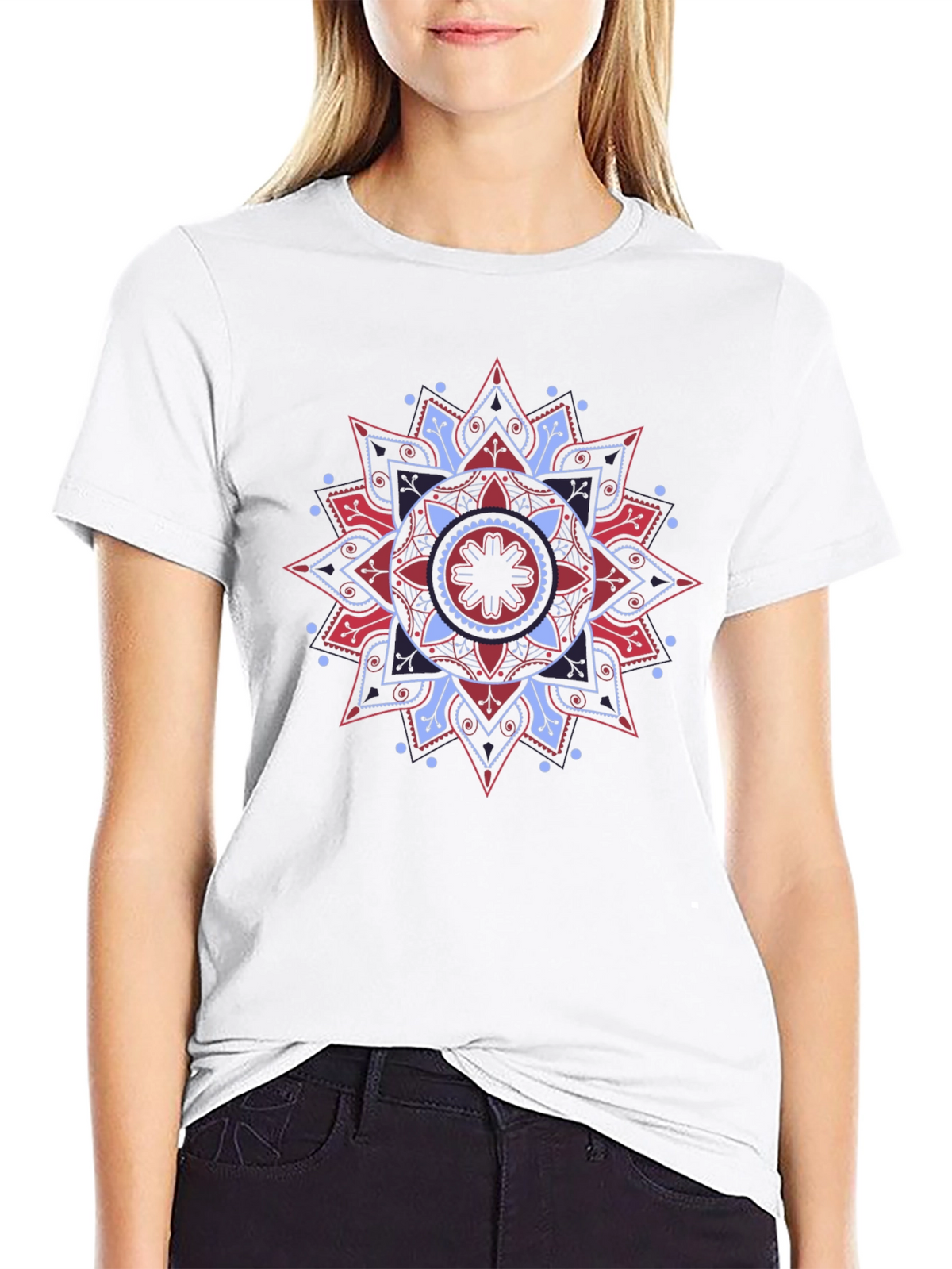 Geometric Mandala Graphic Tee - Black