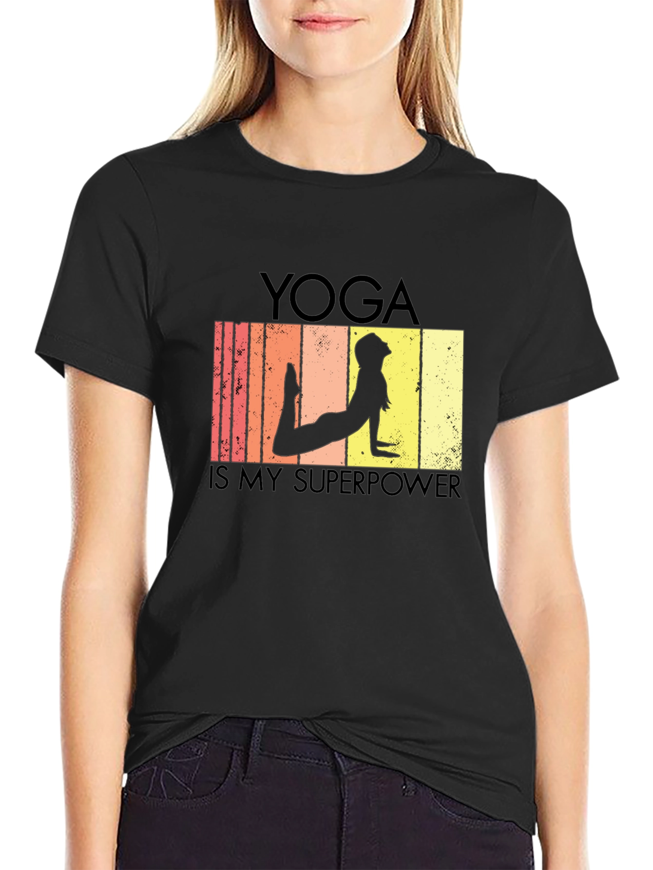 Yoga is My Superpower Black T-Shirt
