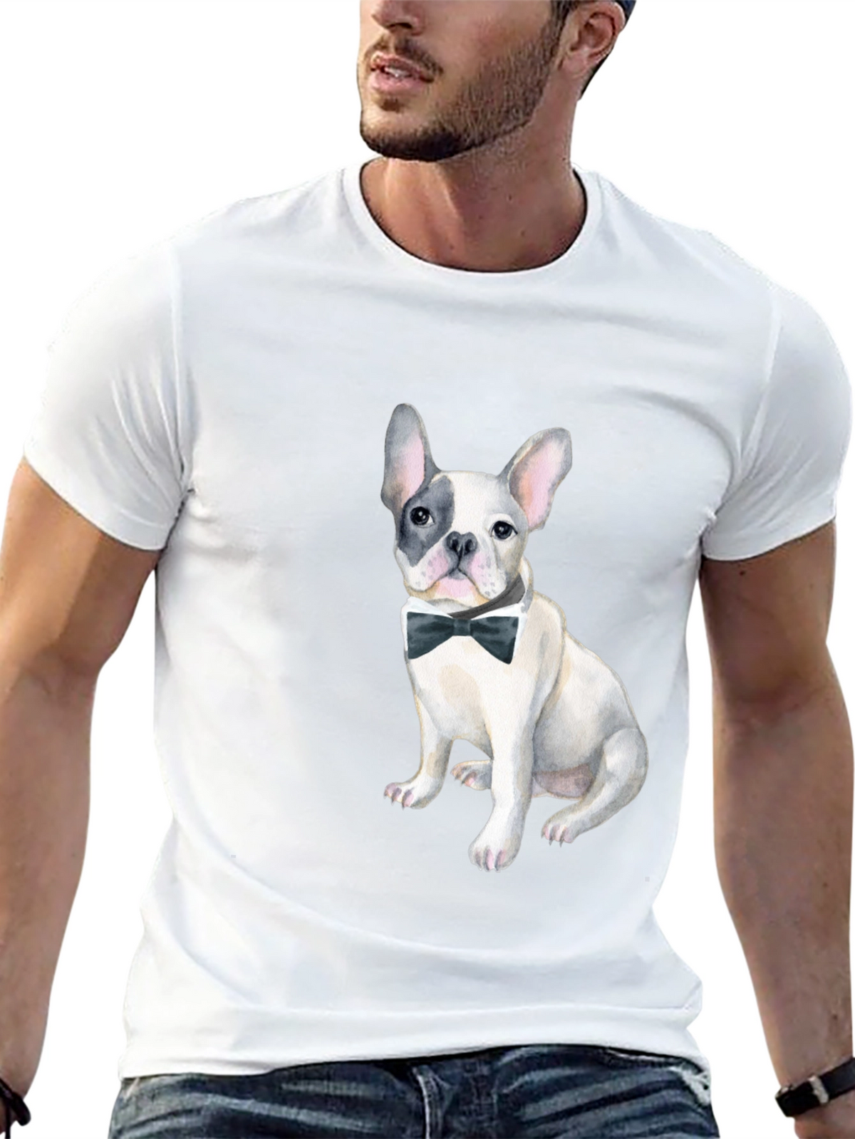 Dog with Bow Tie Black Graphic Tee