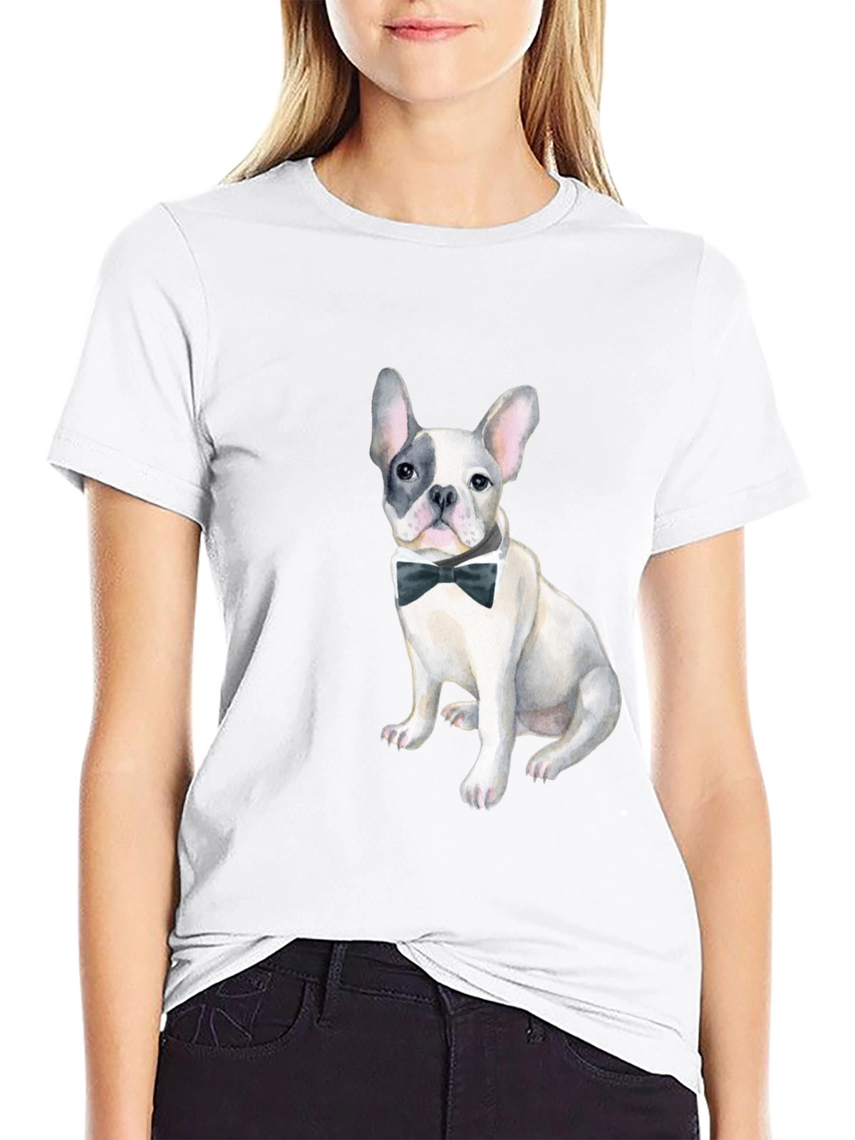 Dog with Bow Tie Black Graphic Tee