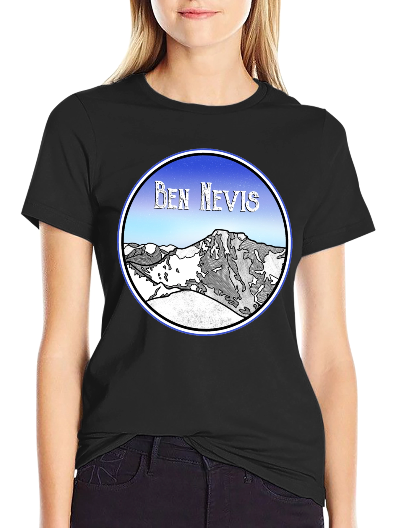Ben Nevis Graphic Tee - Black Cotton T-Shirt