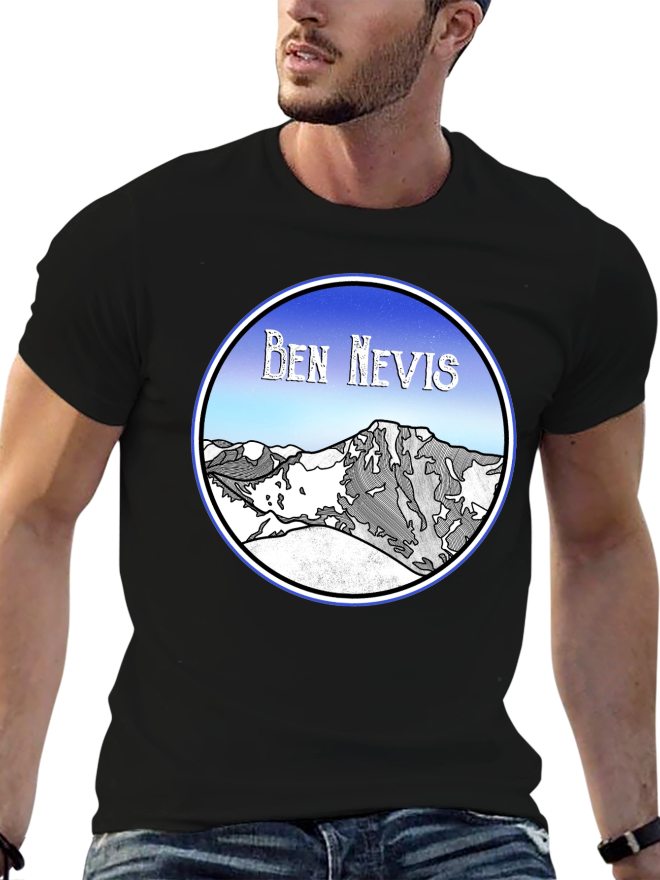 Ben Nevis Graphic Tee - Black Cotton T-Shirt