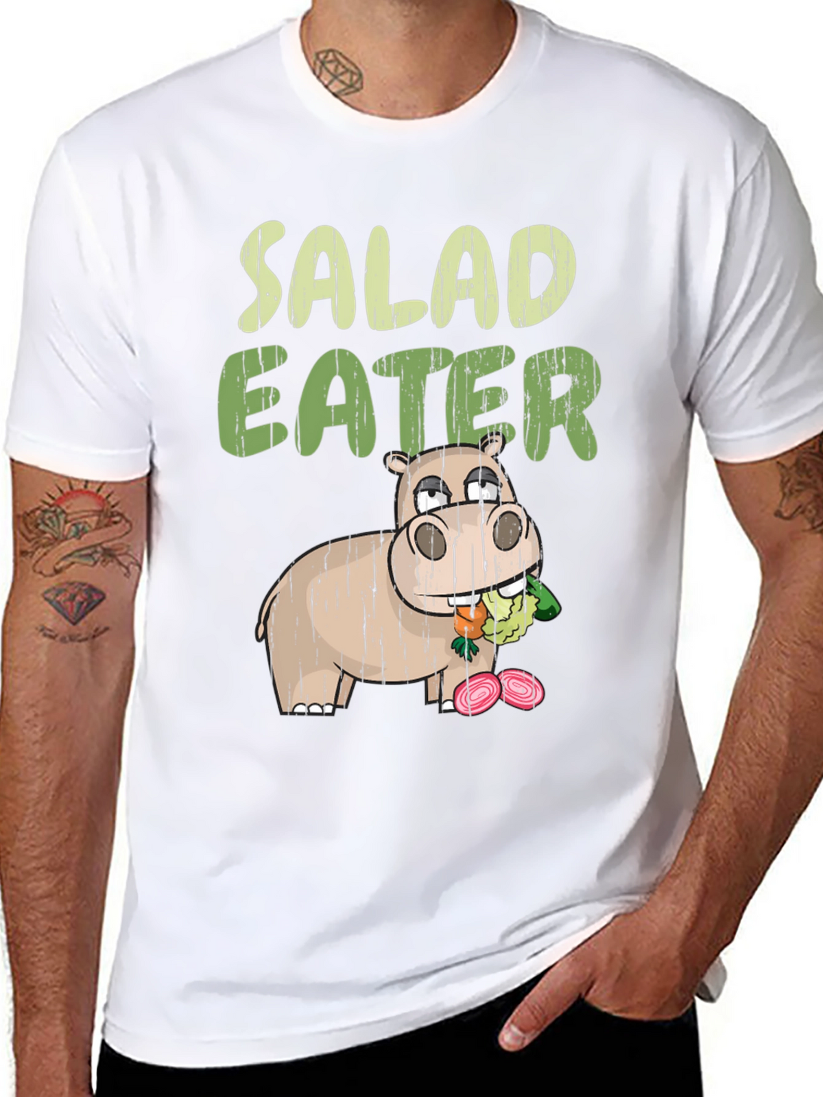 Salad Eater T-Shirt - Funny Hippo Graphic Tee