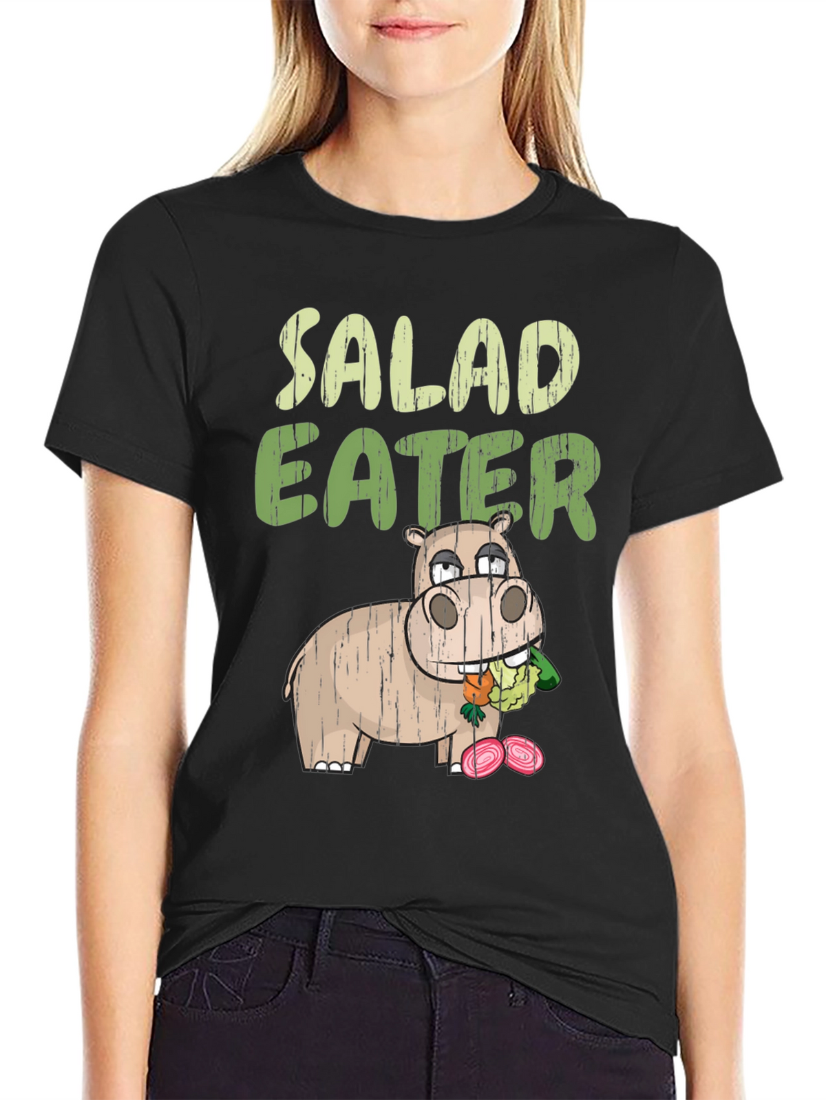 Salad Eater T-Shirt - Funny Hippo Graphic Tee