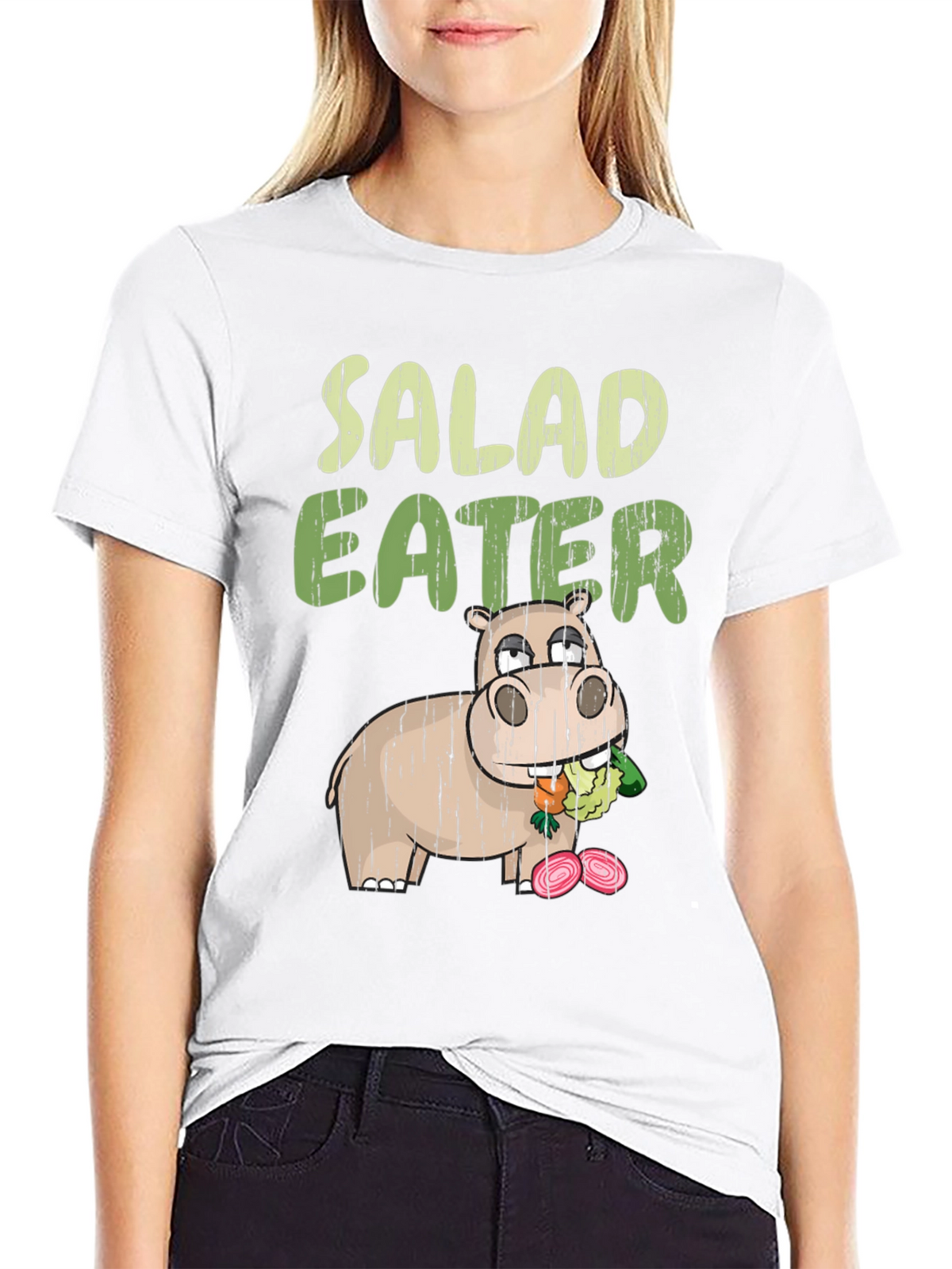 Salad Eater T-Shirt - Funny Hippo Graphic Tee