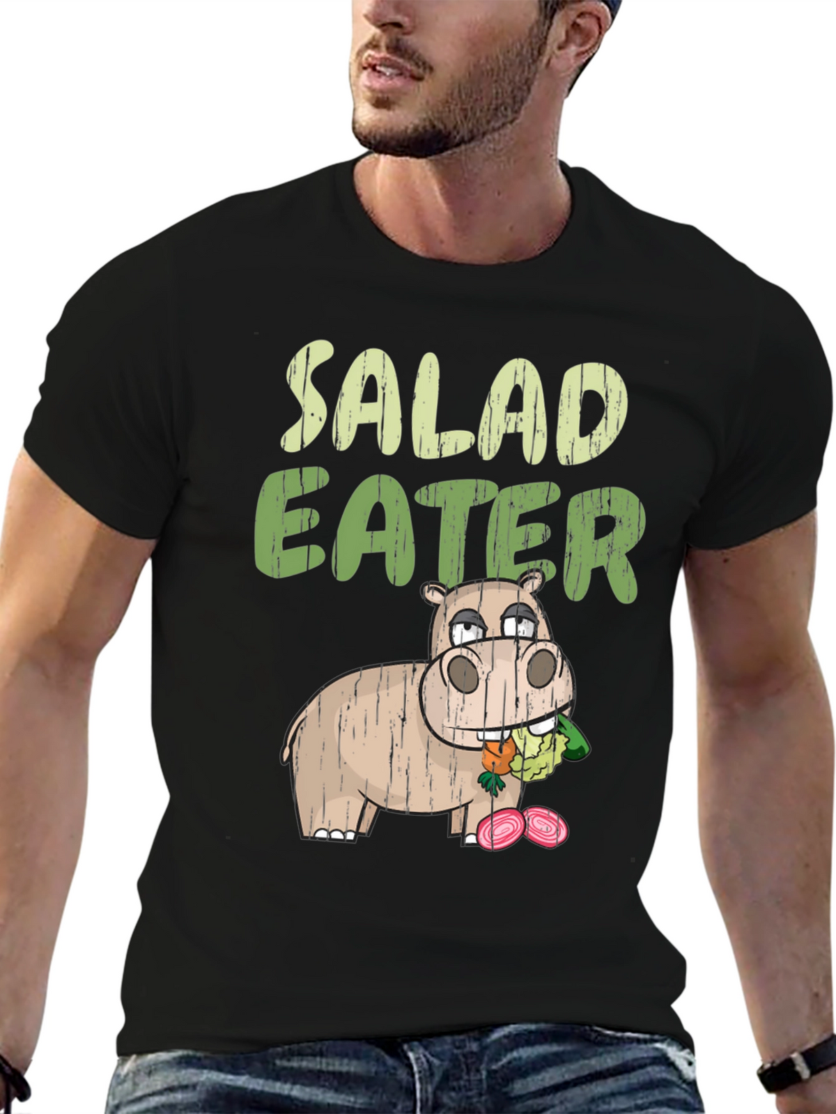 Salad Eater T-Shirt - Funny Hippo Graphic Tee
