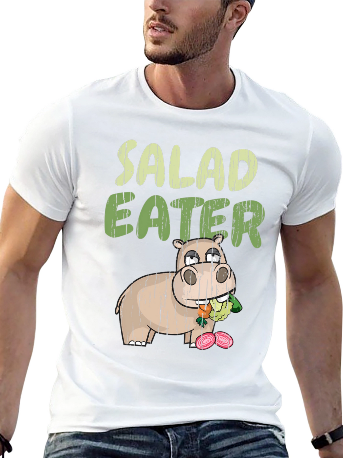 Salad Eater T-Shirt - Funny Hippo Graphic Tee