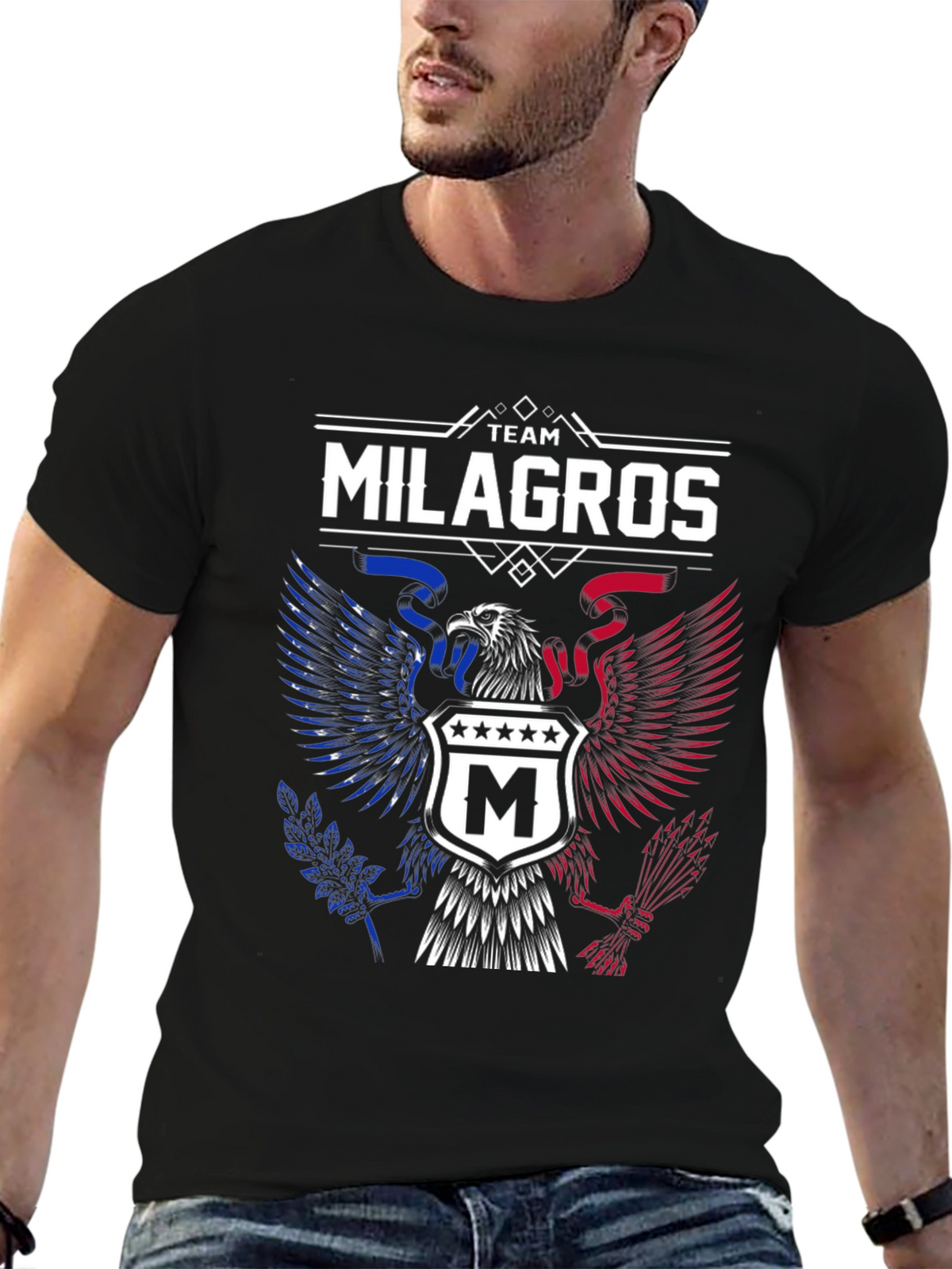 Team Milagros Eagle Crest T-Shirt - Patriotic Design