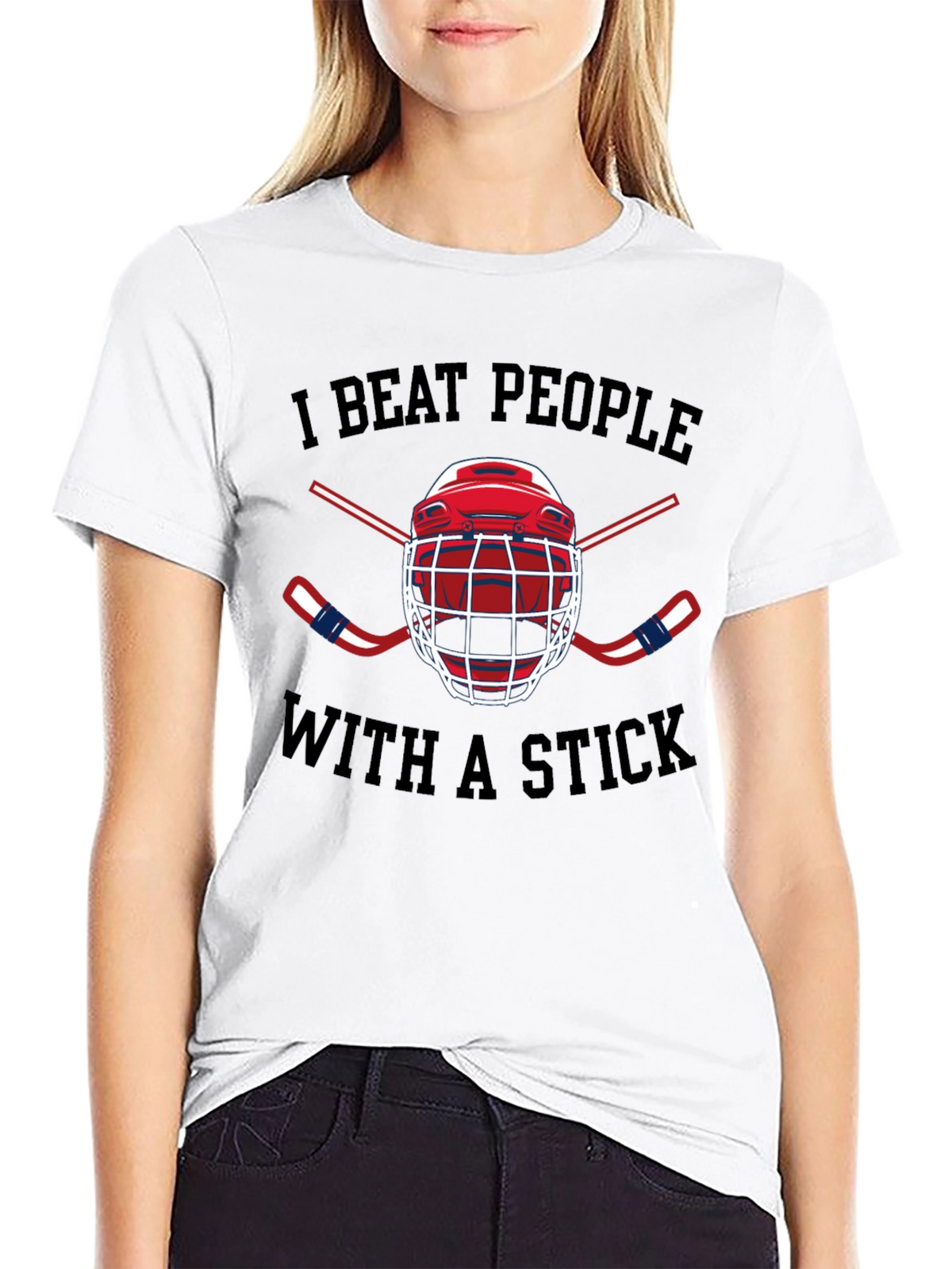 I Beat People with a Stick Hockey T-Shirt