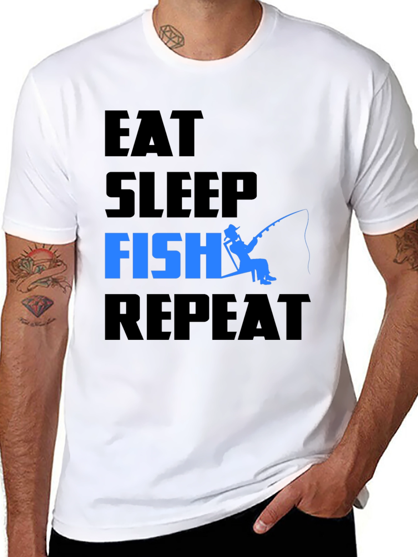 Eat Sleep Fish Repeat Graphic T-Shirt