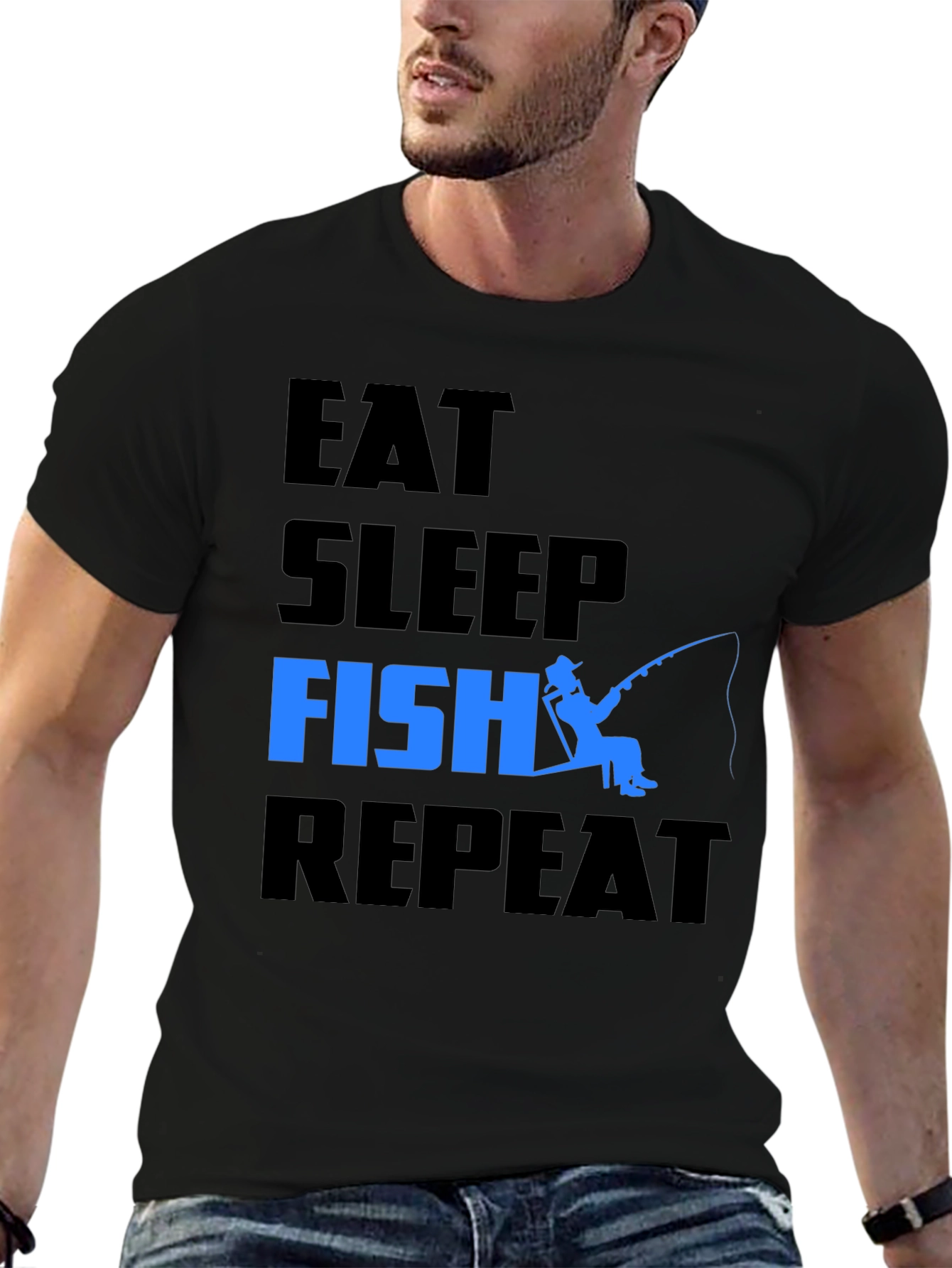 Eat Sleep Fish Repeat Graphic T-Shirt