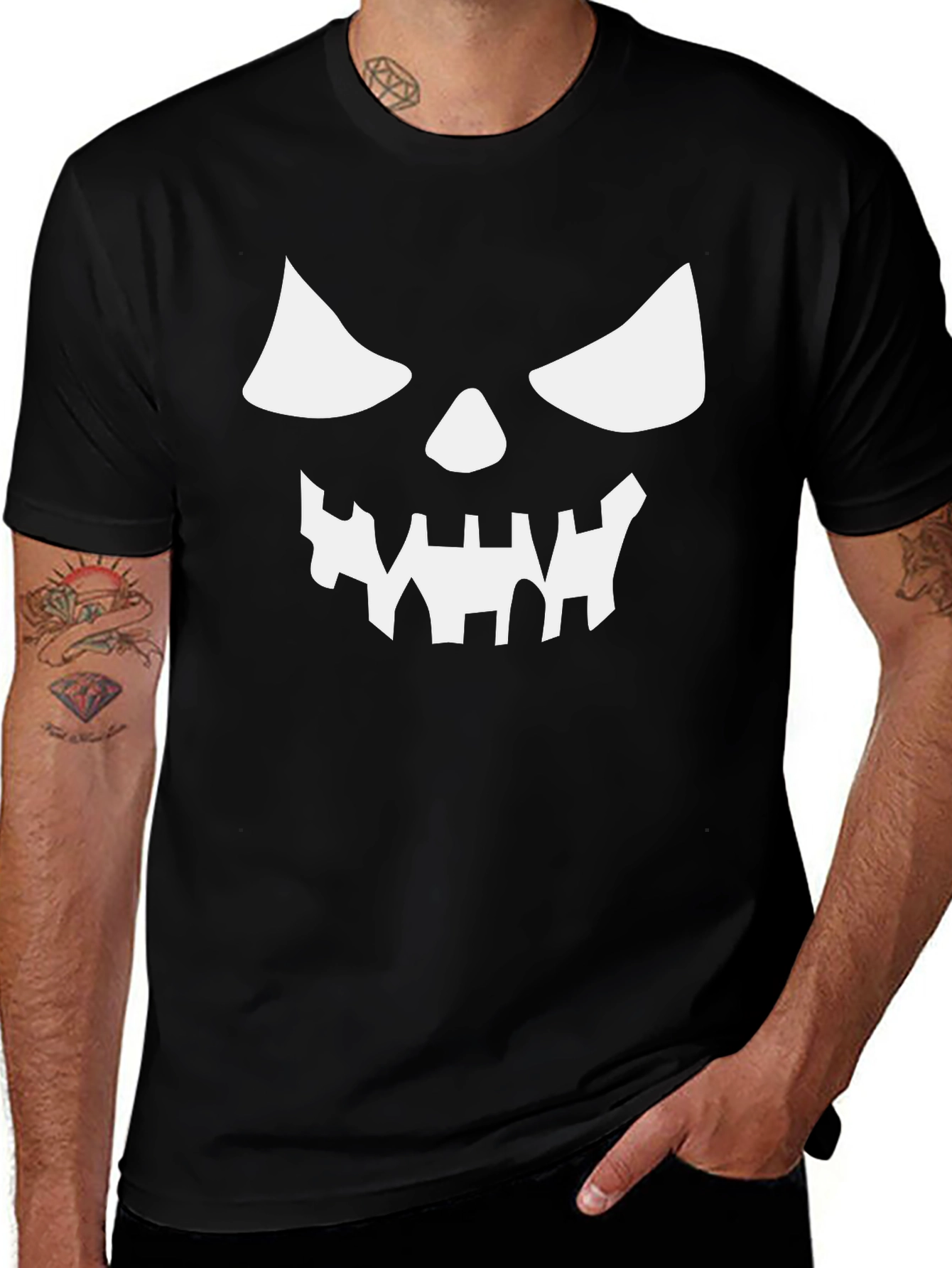 Spooky Jack-O-Lantern Face Black T-Shirt