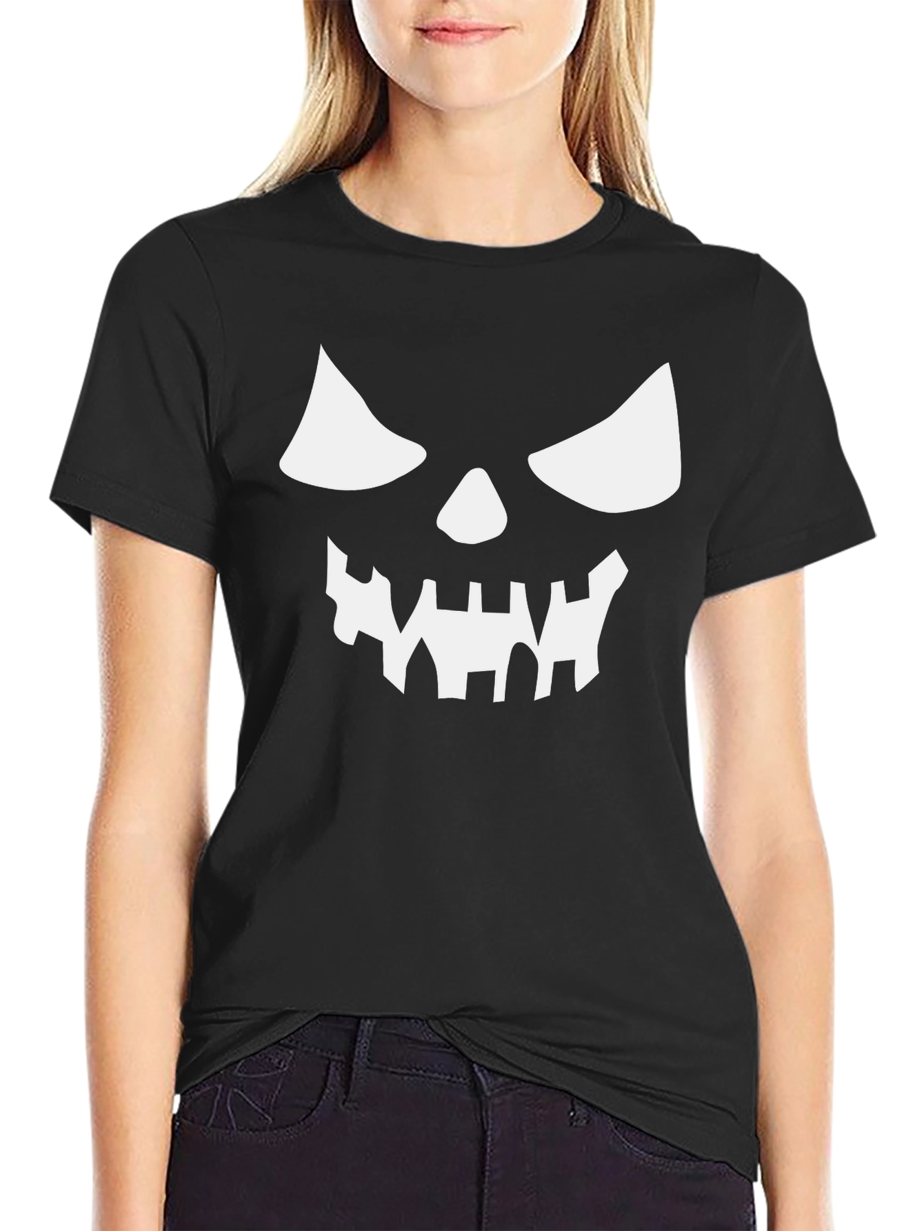 Spooky Jack-O-Lantern Face Black T-Shirt
