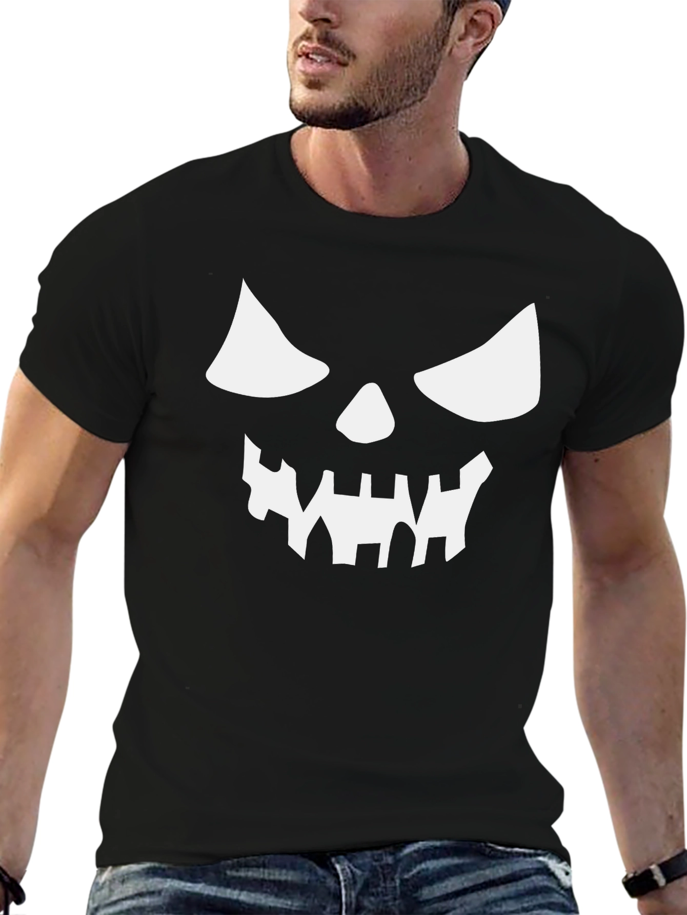 Spooky Jack-O-Lantern Face Black T-Shirt