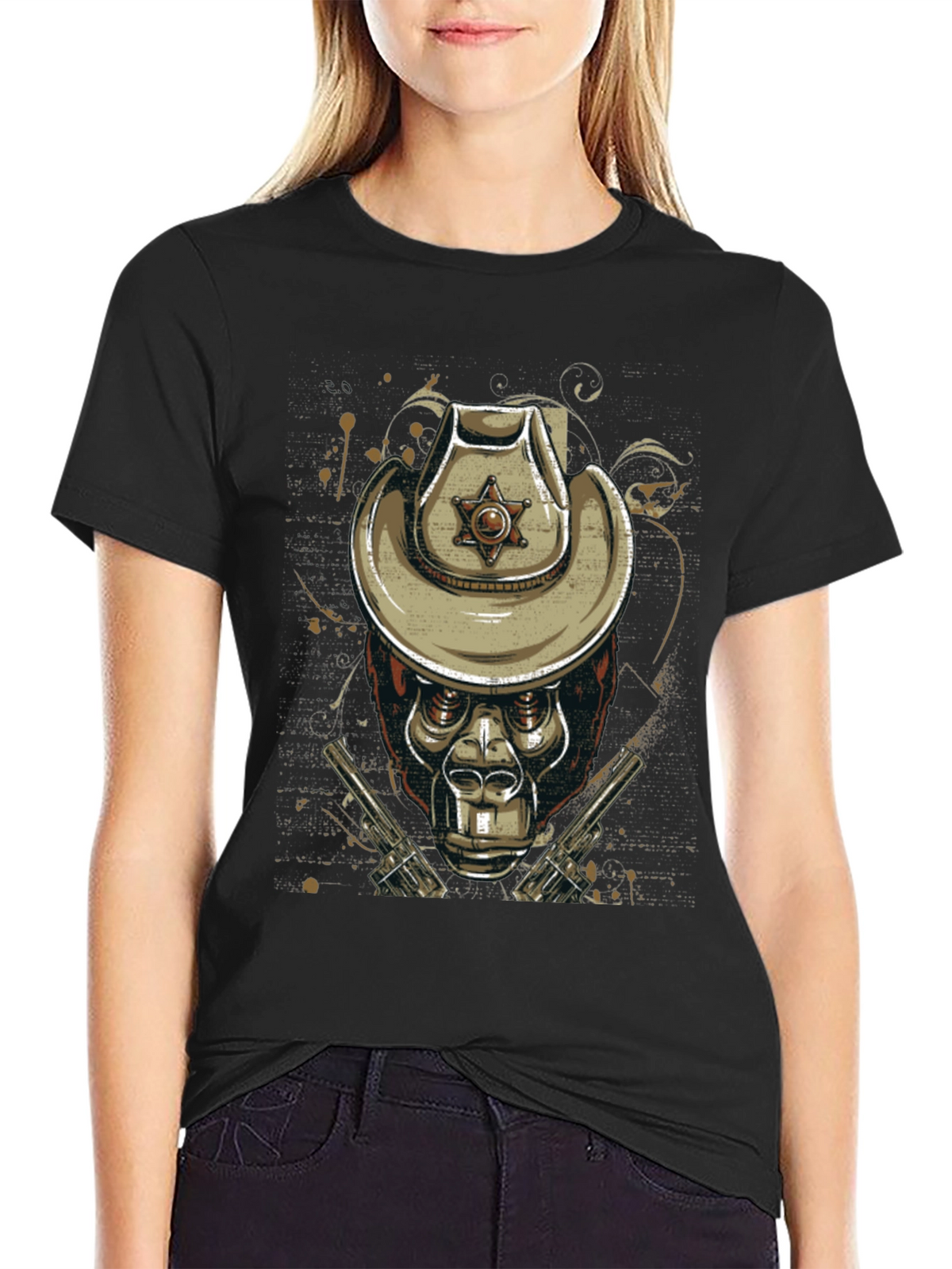 Gorilla Sheriff Graphic T-Shirt - Western Style