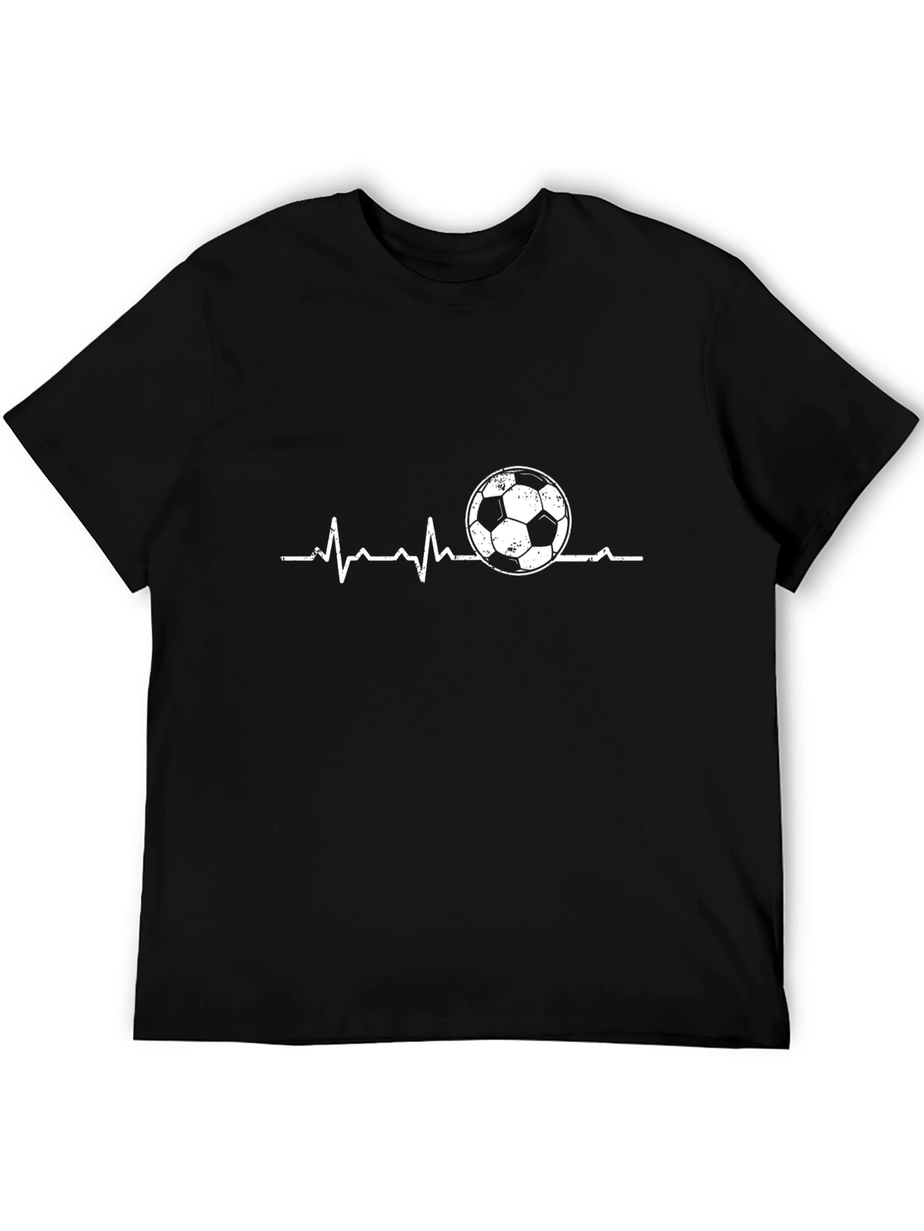 Soccer Heartbeat Graphic T-Shirt - Black