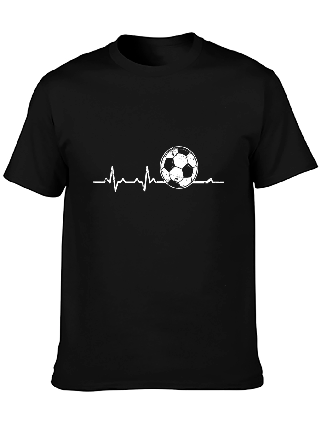 Soccer Heartbeat Graphic T-Shirt - Black