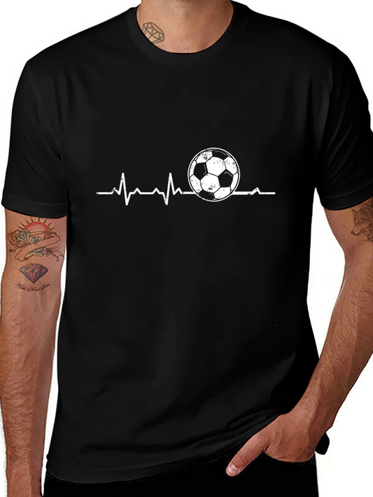 Soccer Heartbeat Graphic T-Shirt - Black