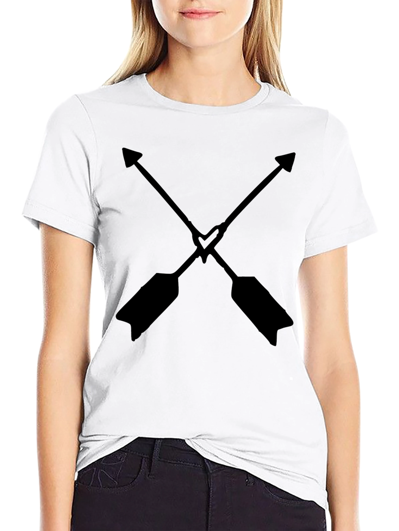 Crossed Arrows Heart T-Shirt - Black