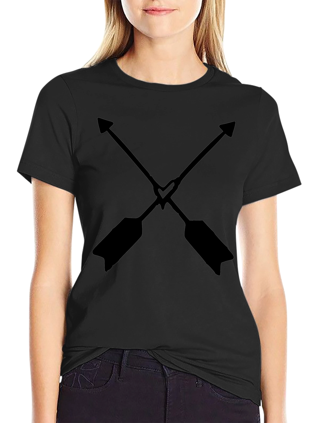 Crossed Arrows Heart T-Shirt - Black