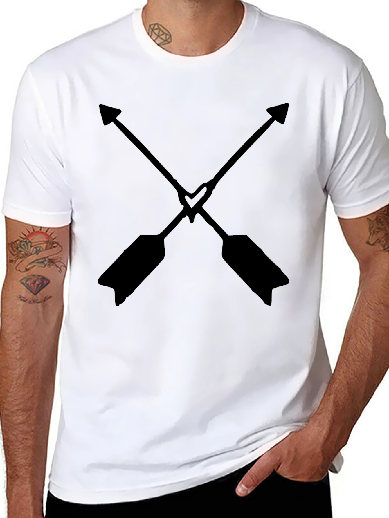 Crossed Arrows Heart T-Shirt - Black