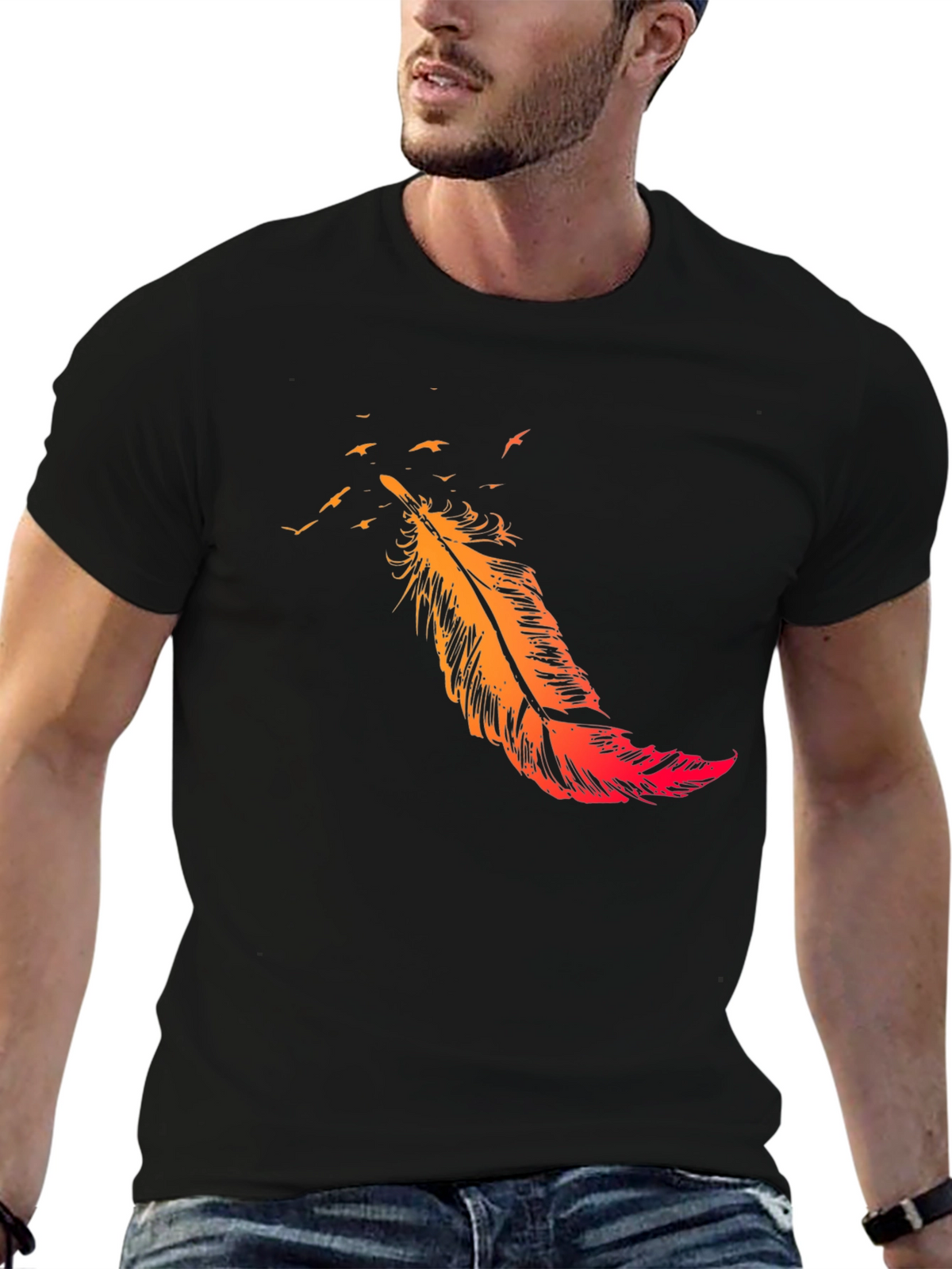 Feather Flight Black T-Shirt