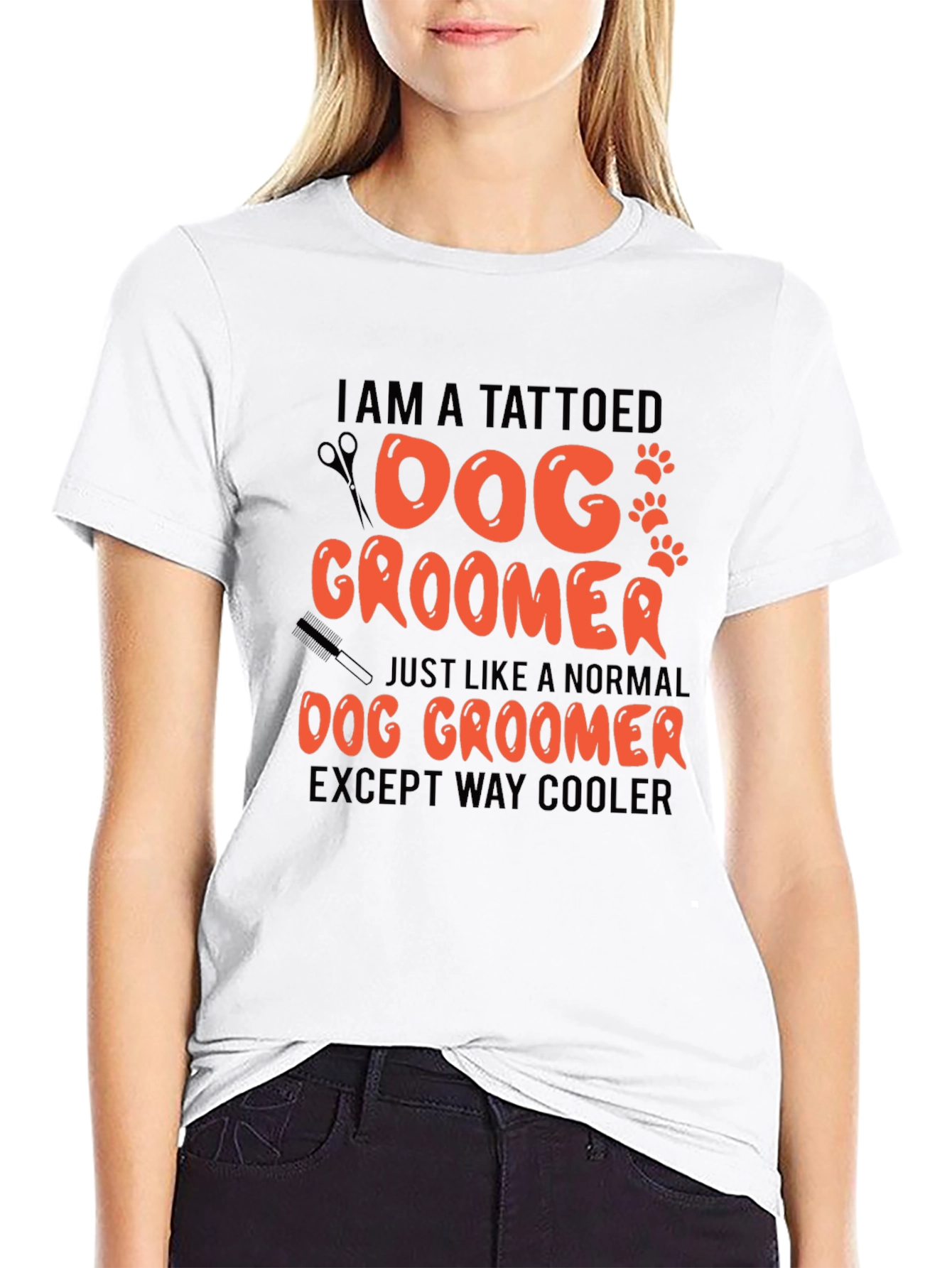 Tattooed Dog Groomer Graphic T-Shirt - Cool Grooming Style