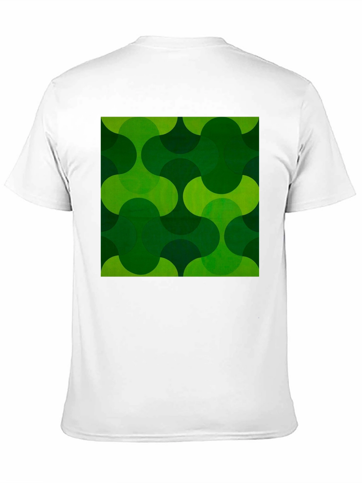 Retro Green Geometric Print Black T-Shirt