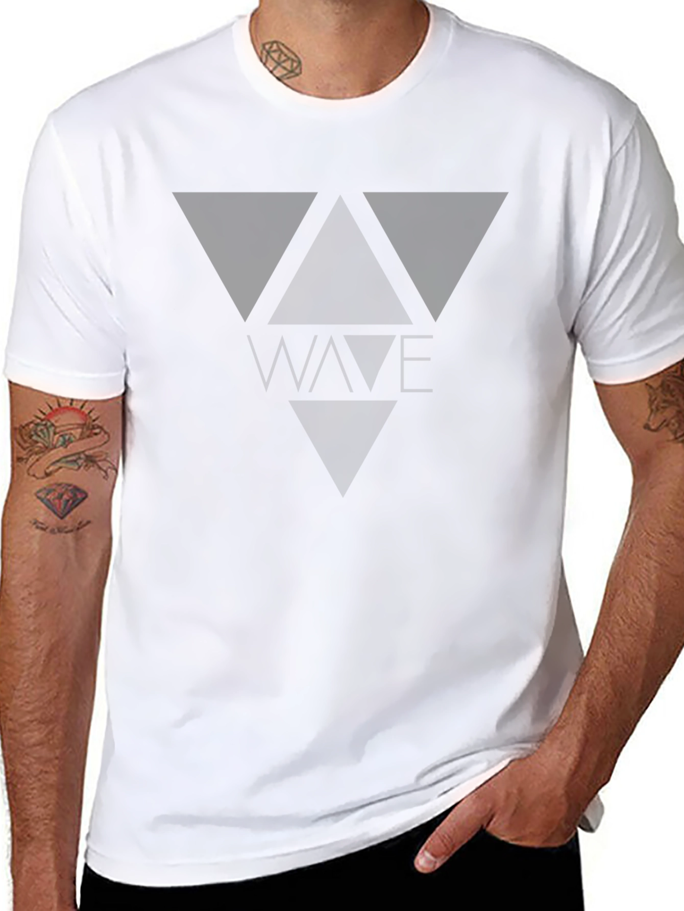 Black Graphic Tee - Geometric Design