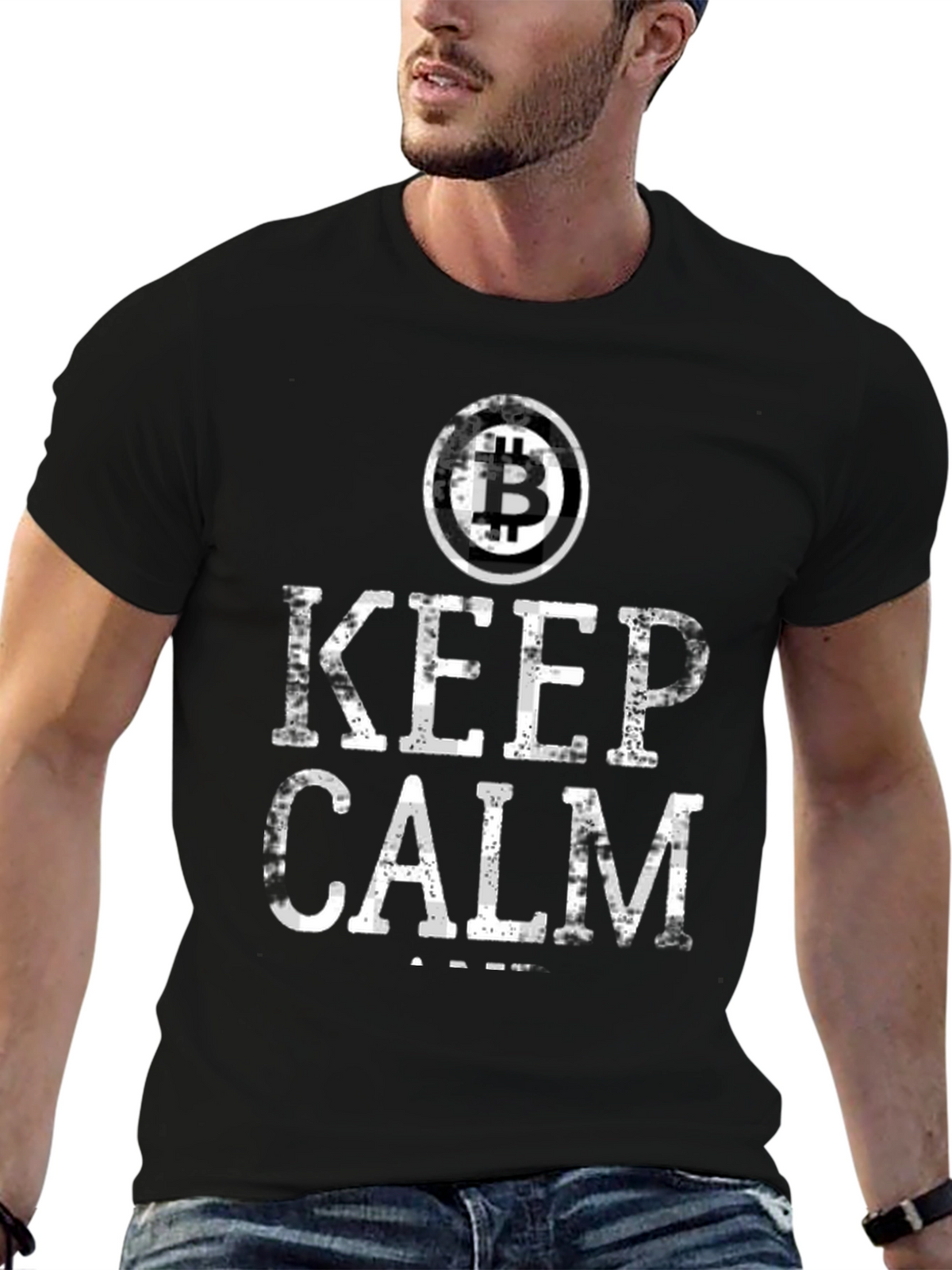 Keep Calm Bitcoin Black T-Shirt Crypto Currency Tee