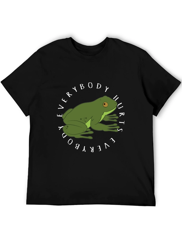 Everybody Hurts Frog Graphic Black T-Shirt
