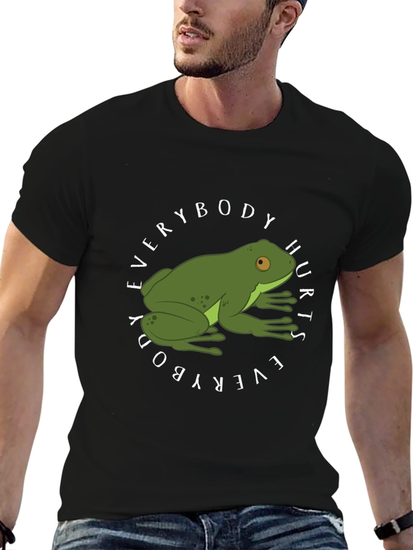 Everybody Hurts Frog Graphic Black T-Shirt