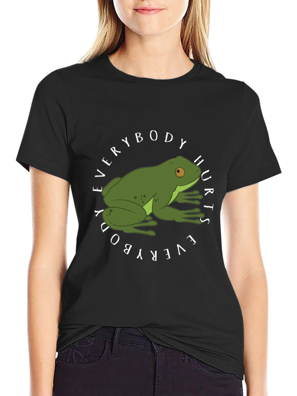 Everybody Hurts Frog Graphic Black T-Shirt