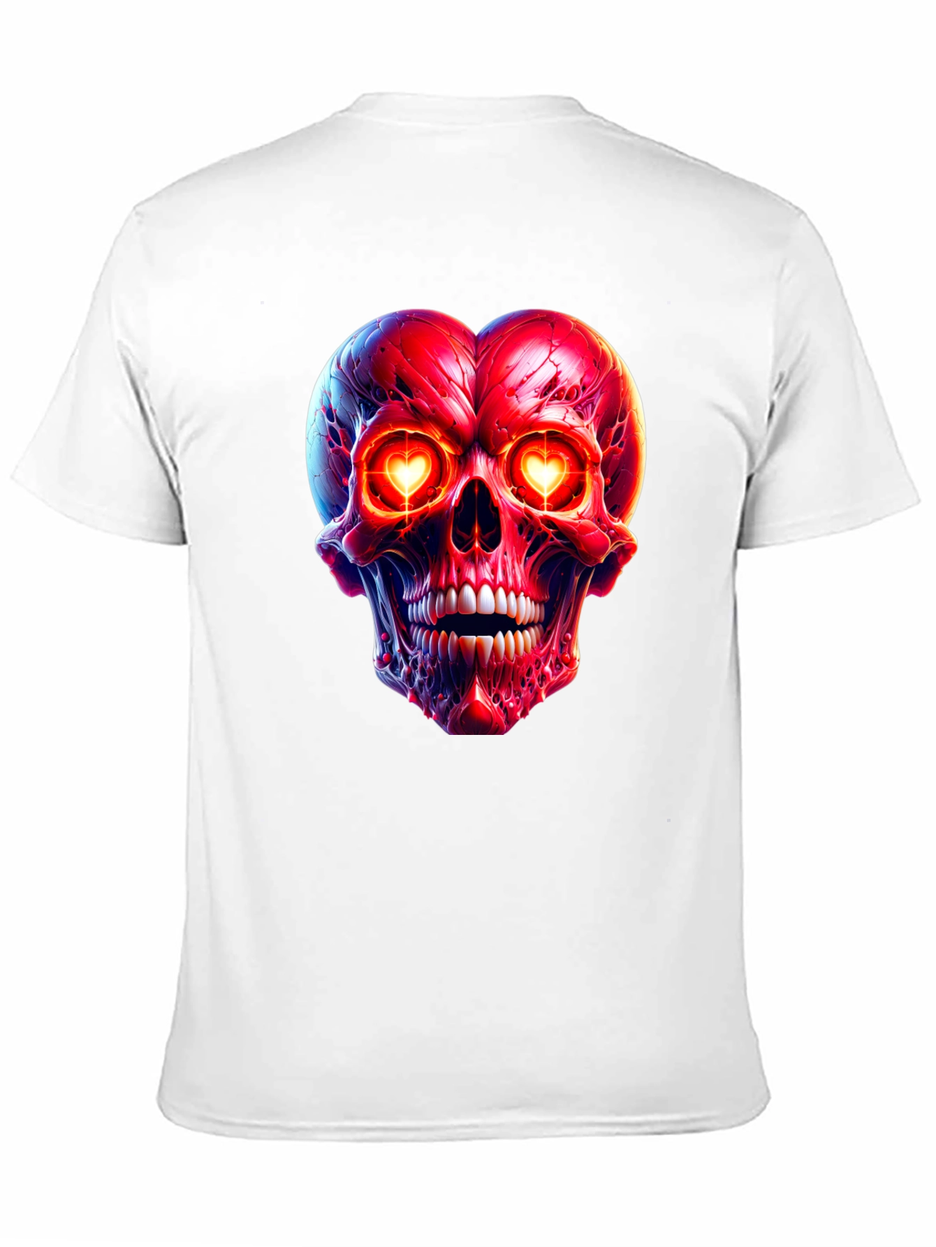 Heart-Eyed Skull Graphic Tee - Black