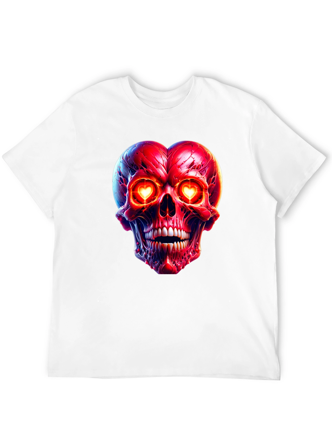 Heart-Eyed Skull Graphic Tee - Black