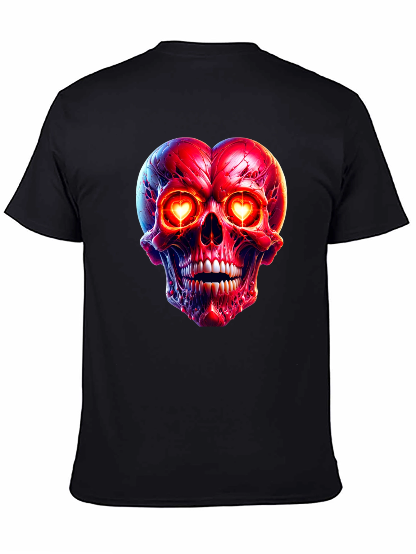 Heart-Eyed Skull Graphic Tee - Black