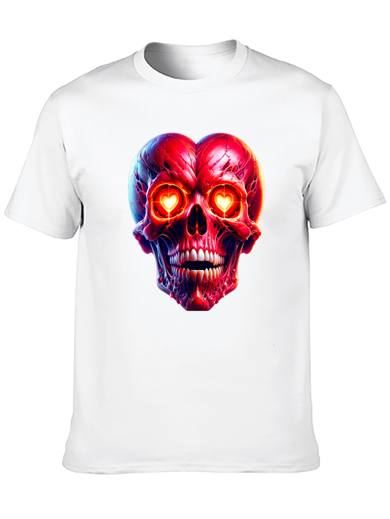 Heart-Eyed Skull Graphic Tee - Black