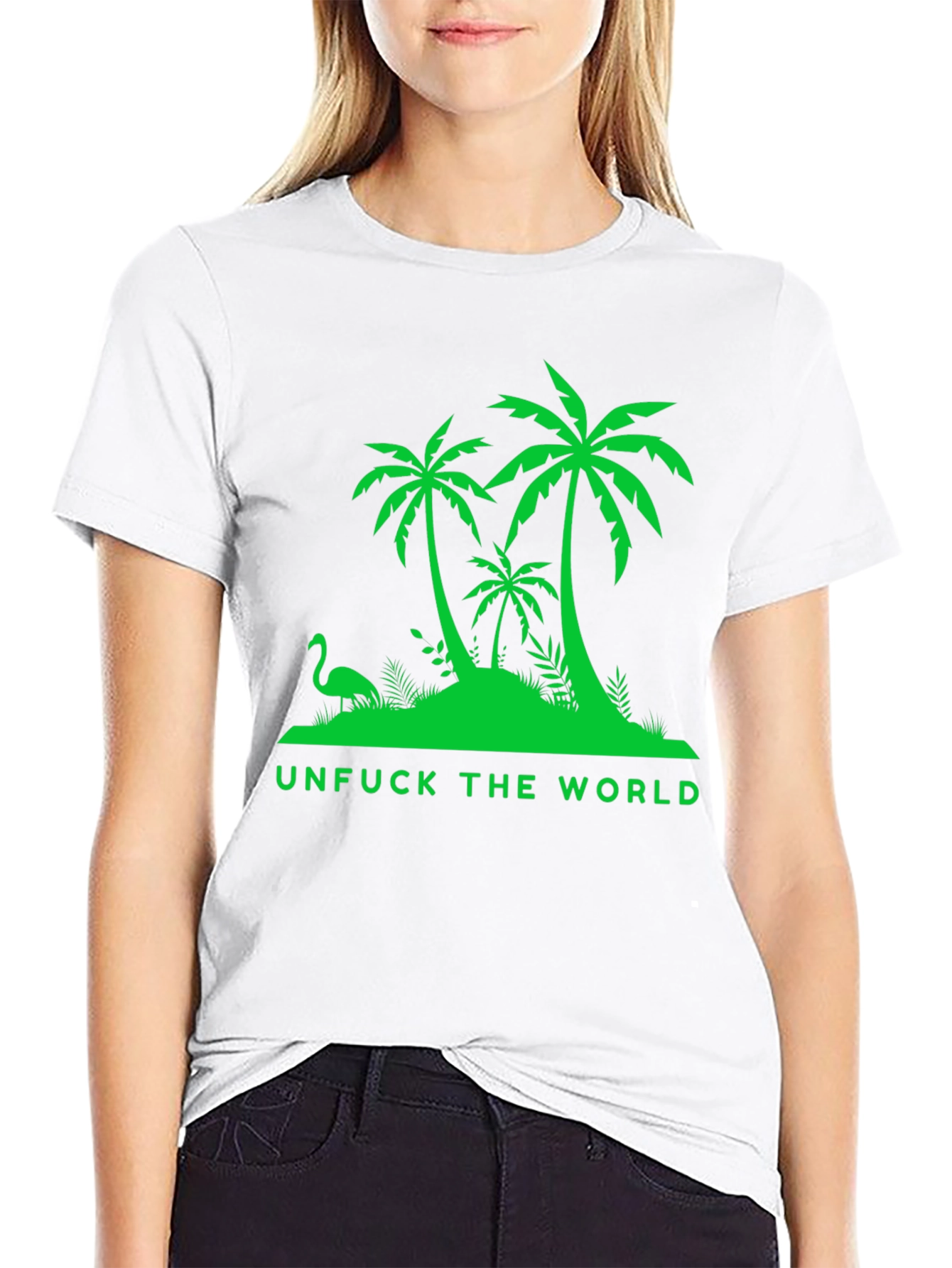 Unfuck The World Graphic Tee Black Palm Tree