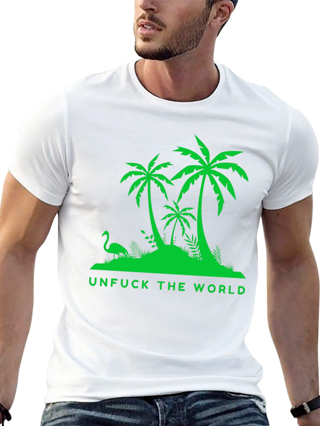 Unfuck The World Graphic Tee Black Palm Tree