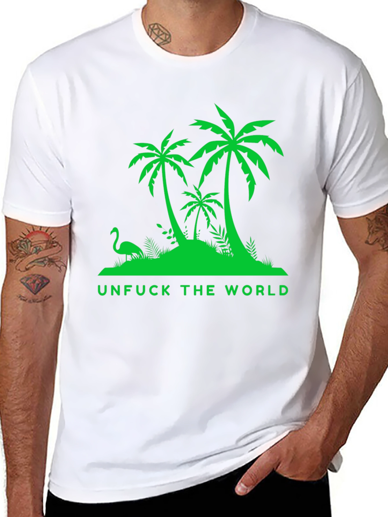 Unfuck The World Graphic Tee Black Palm Tree