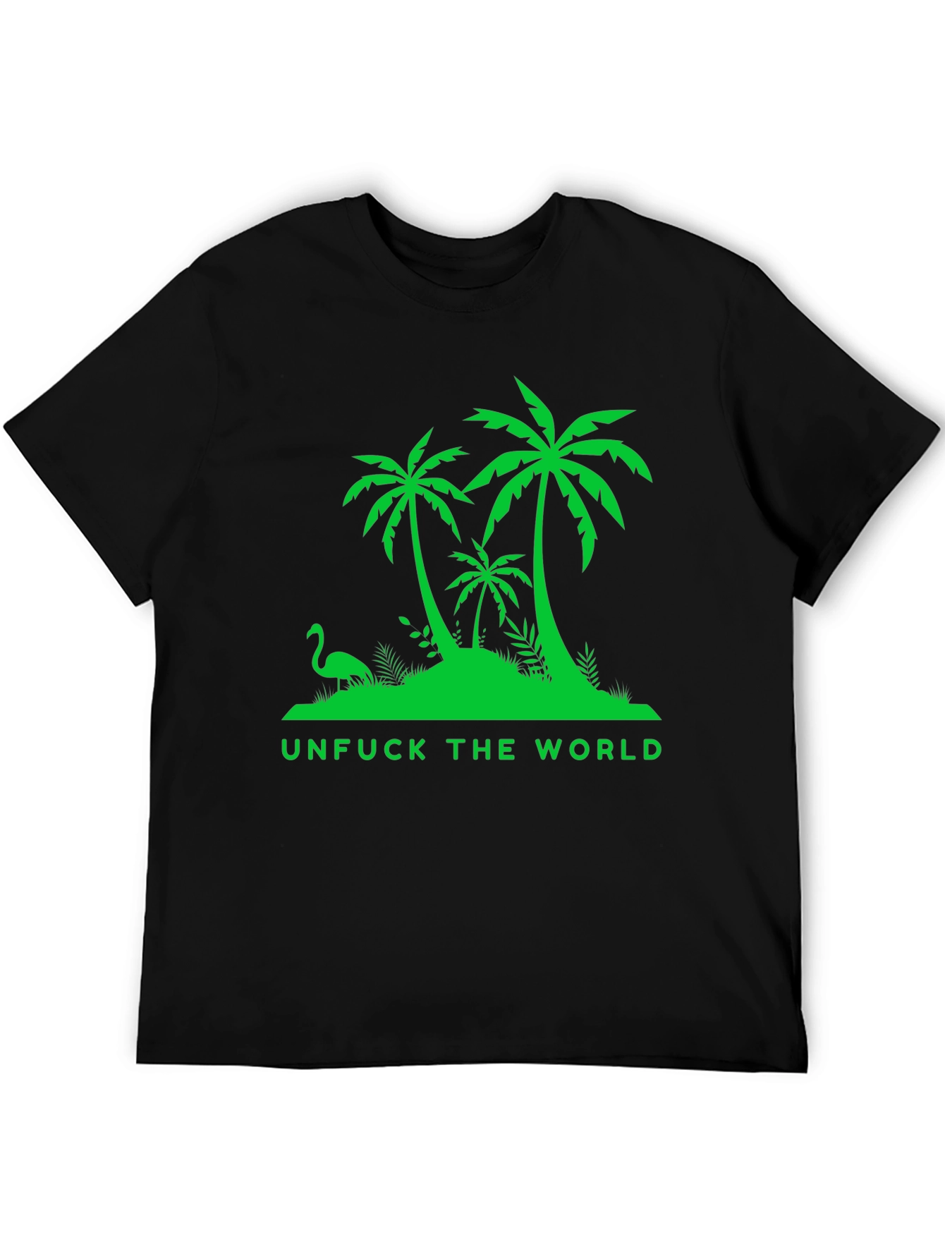 Unfuck The World Graphic Tee Black Palm Tree