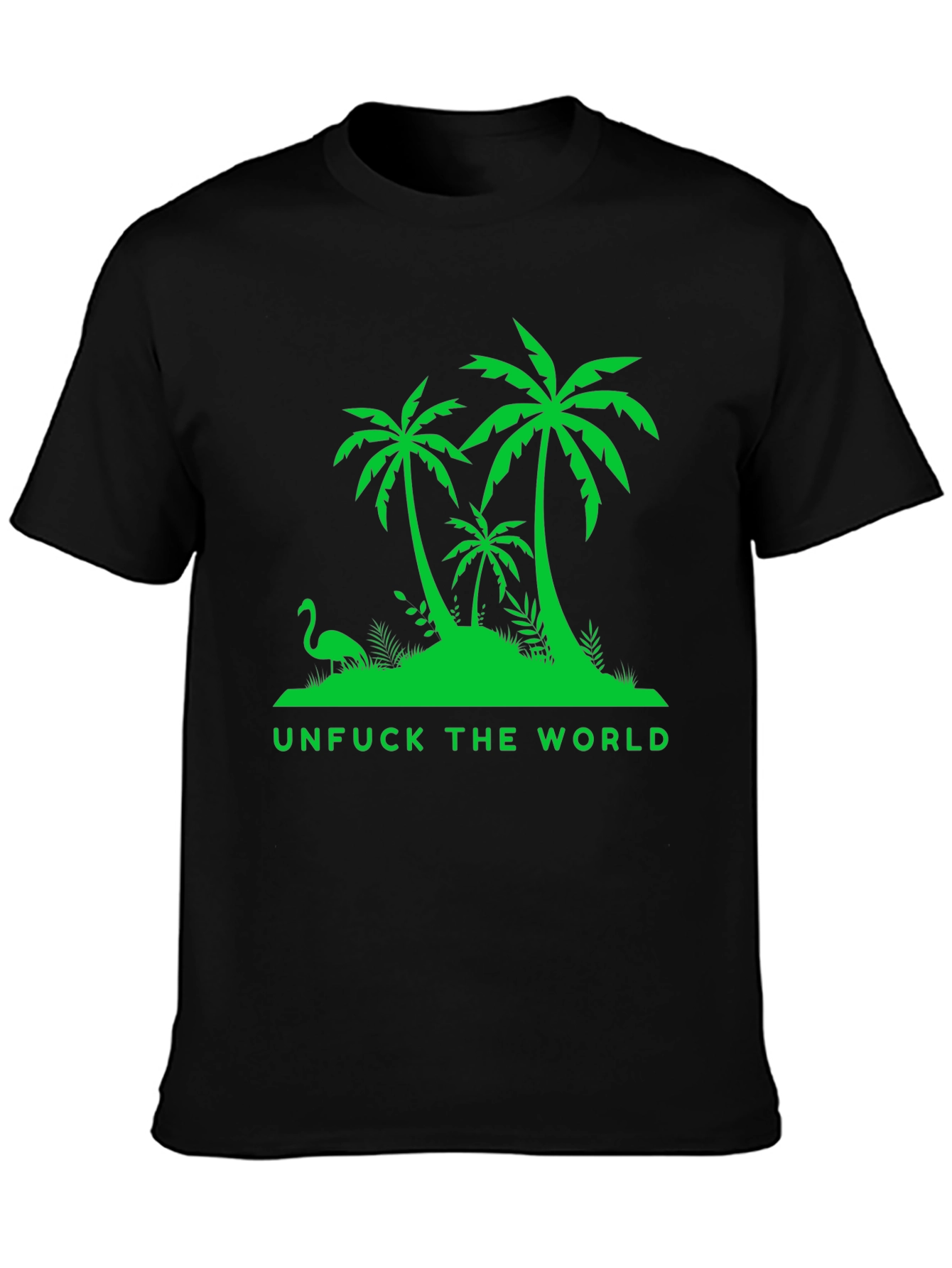 Unfuck The World Graphic Tee Black Palm Tree