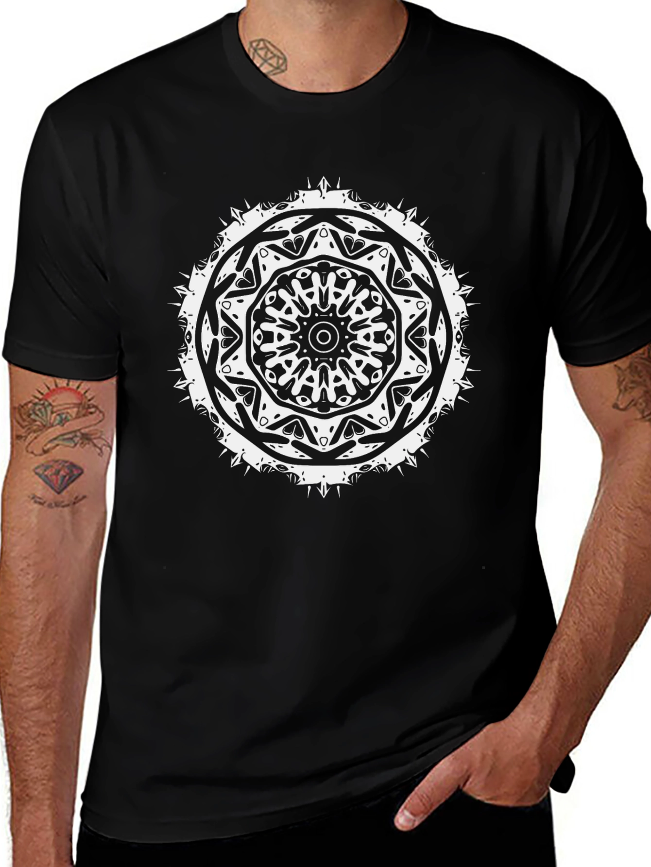 Black Mandala Graphic Tee - Unique Design