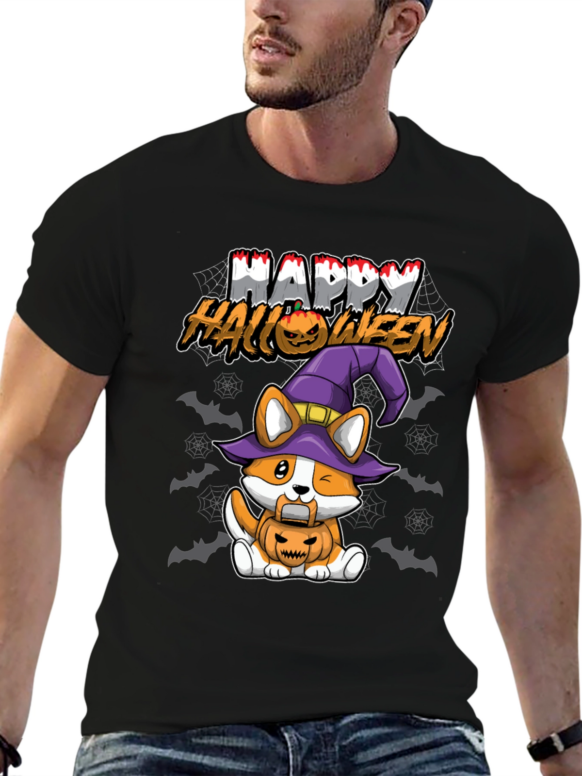 Happy Halloween Corgi Witch T-Shirt