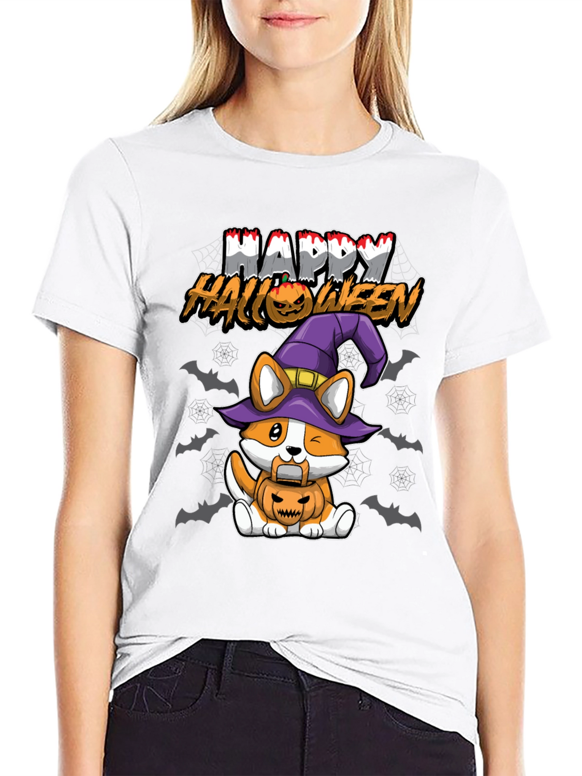 Happy Halloween Corgi Witch T-Shirt