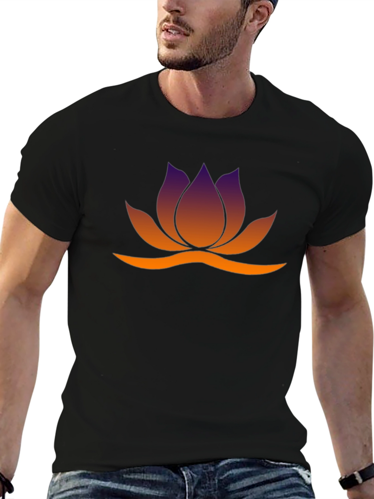 Lotus Flower Graphic Tee - Black