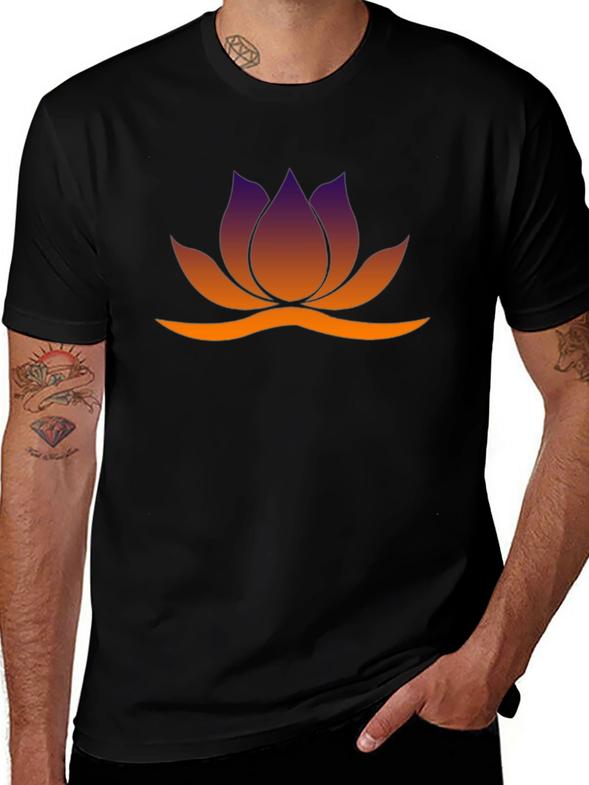 Lotus Flower Graphic Tee - Black