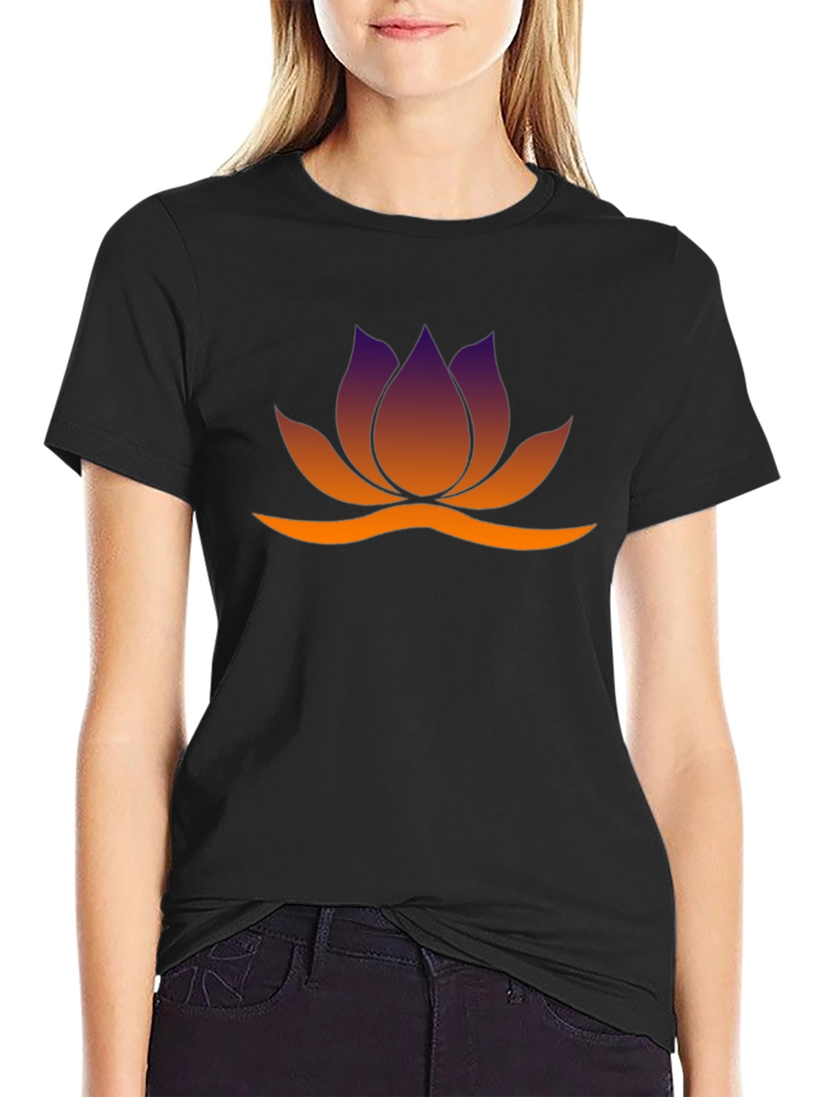 Lotus Flower Graphic Tee - Black